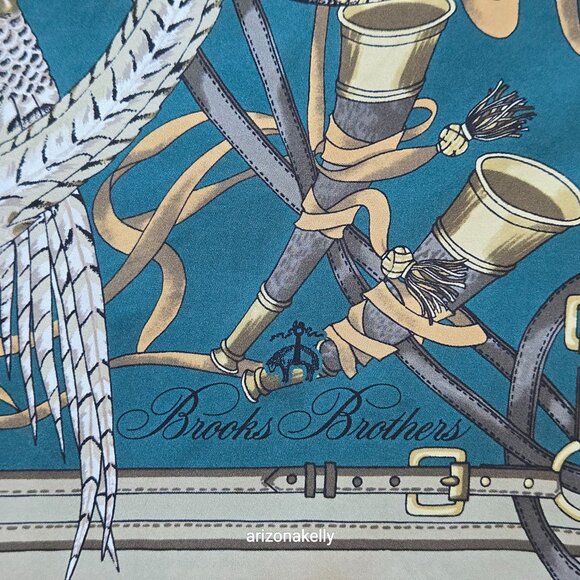 Brooks Brothers Silk Square Scarf Game Birds Pheasant - Picture 7 of 16